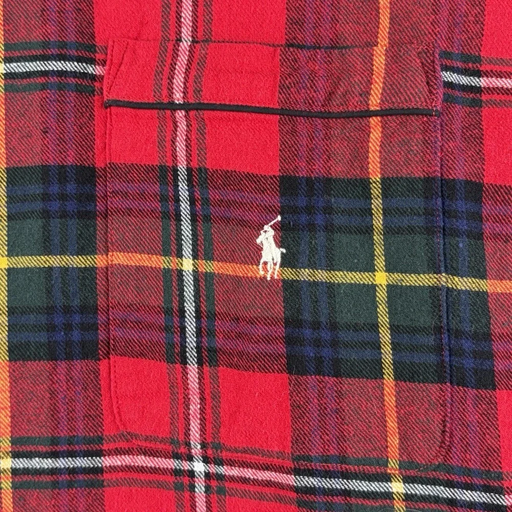 Polo Ralph Lauren Pajama Top Red Tartan Plaid Cotton Sleepwear Men's Large